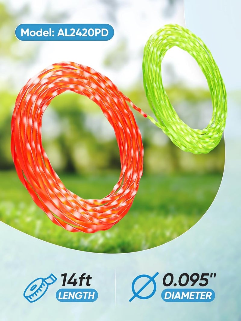 EVENTRONIC 12 Pack AL2420PD Replacement Twisted Trimmer Line Compatible with All EGO 15-Inch String Trimmers Weed Eater, Dual Color Pre-Cut 0.095" 168Ft Weed Wacker String line for EGO Trimmers String - Image 2